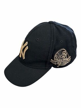 MLB Korea NY Yankees Script Underbrim Hat L-XXL Black Gold Streetwear Cap